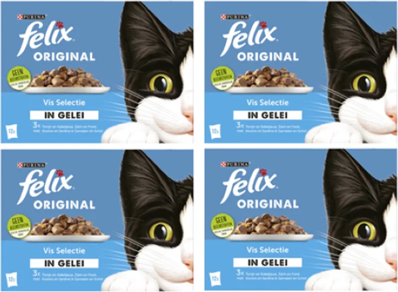 4x Felix - Original Vis Selectie in Gelei - Kattenvoer Natvoer - 12x85g von Felix – Produktfoto