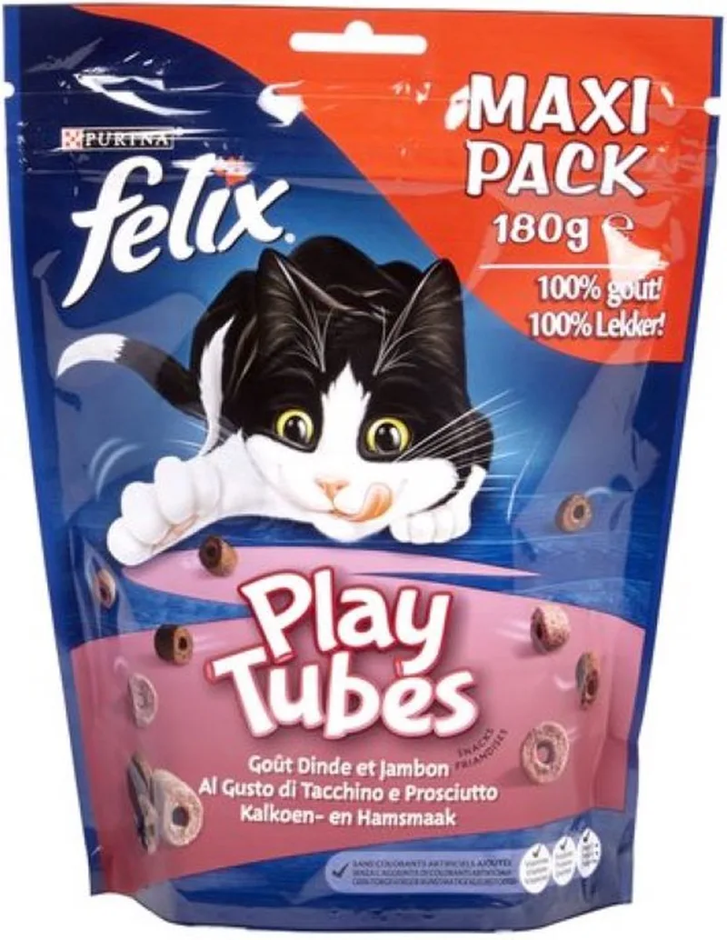 4x Felix - Playtubes Kalkoen & Ham - Kattensnacks - 180 g de Felix – photo produit