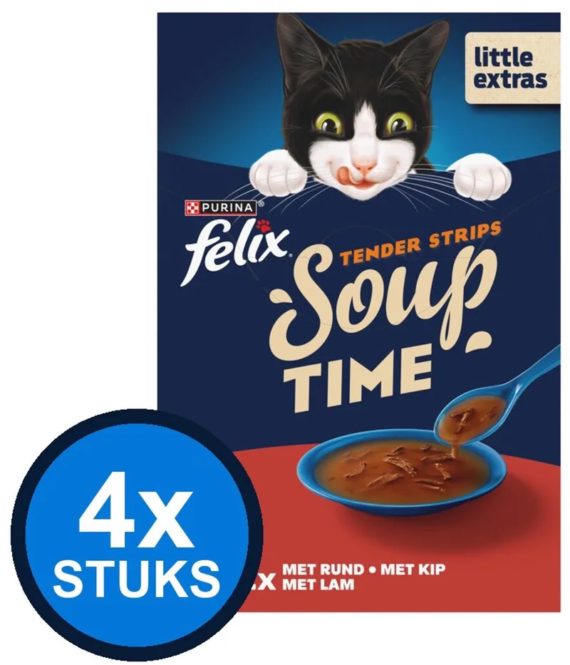 4x Felix Soup Vlees Selectie - Kattenvoer Natvoer 6x48g de Felix – photo produit