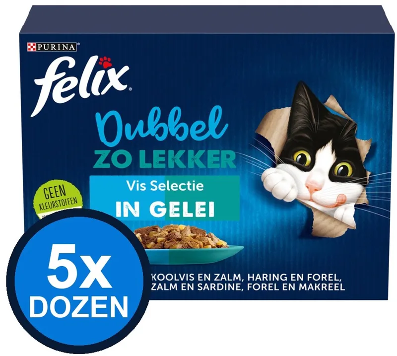 5x Felix - Dubbel Zo Lekker Vis Selectie in Gelei - Kattenvoer Natvoer - 12x85g by Felix – product photo