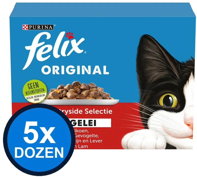 5x Felix - Original Countryside Selectie in Gelei - Kattenvoer Natvoer - 12x85g von Felix – Produktfoto