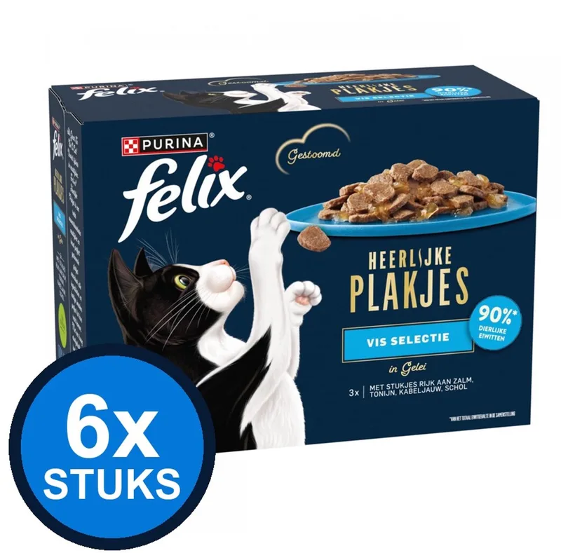 6x Felix - Heerlijke Plakjes Vis Selectie in Gelei - Kattenvoer Natvoer - 12x80g by Felix – product photo