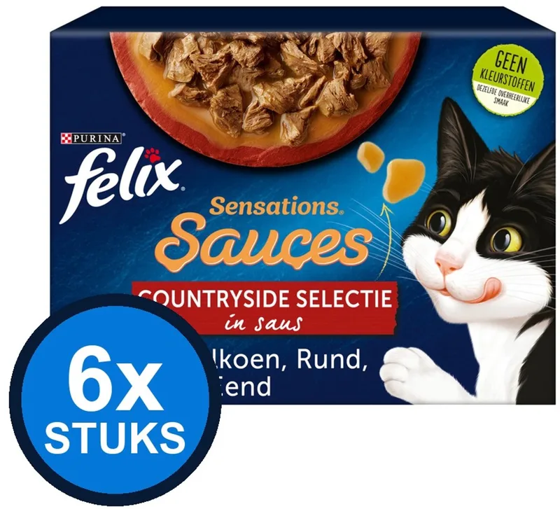 6x Felix - Sensations Countryside Selectie in Saus - Kattenvoer Natvoer - 12x85g von Felix – Produktfoto