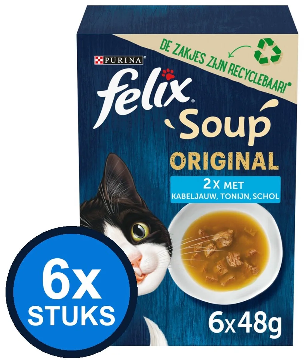 6x Felix - Soup Vis Selectie - Kattensoep - 6x48g de Felix – photo produit