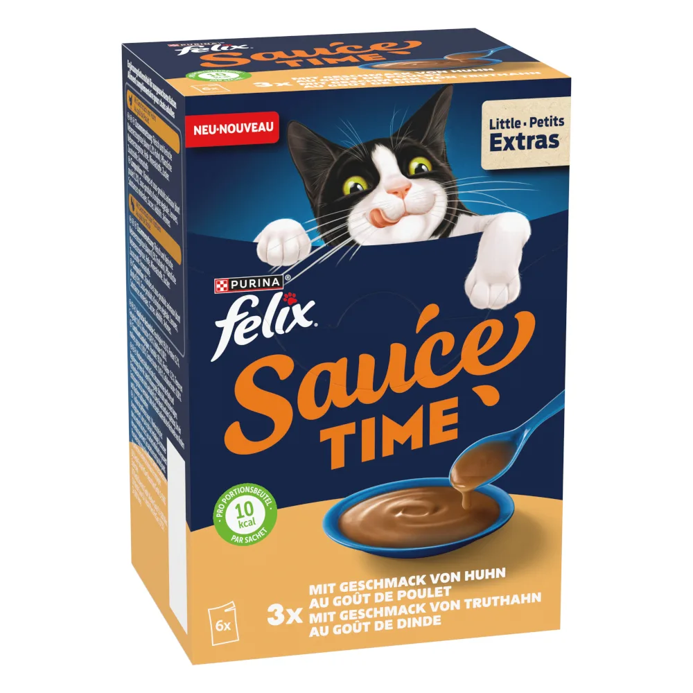 6x40 g met de smaak van kip & kalkoen Felix Sauce Time nat kattenvoer van Felix – productfoto