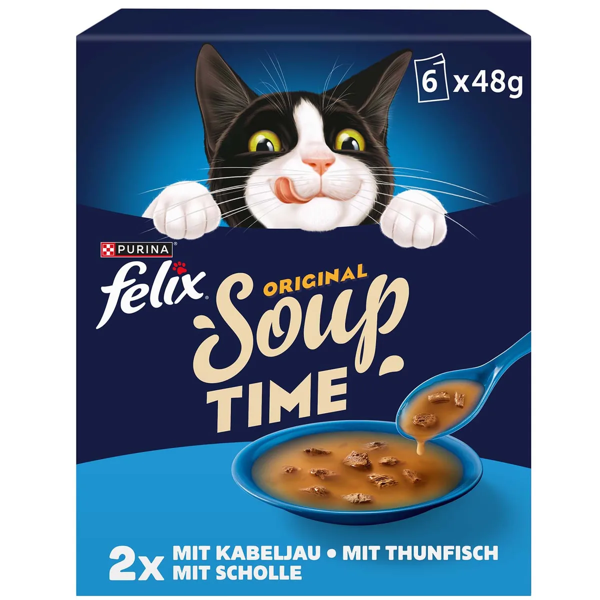6x48g Soup Smaakvariaties uit het water Felix Kattenvoer van Felix – productfoto