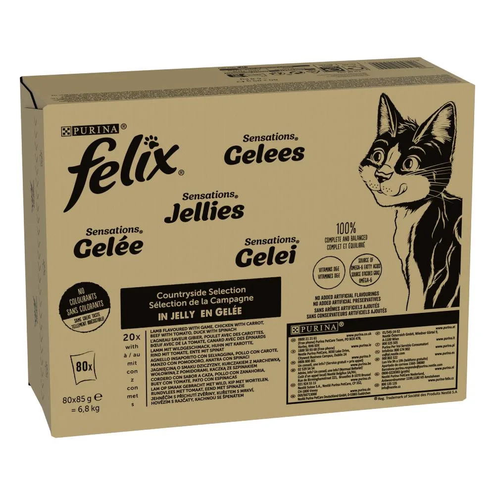 80x85g Sensations Countryside (4 Soorten) Felix Zo Goed Als Het Eruit Ziet Kattenvoer van Felix – productfoto