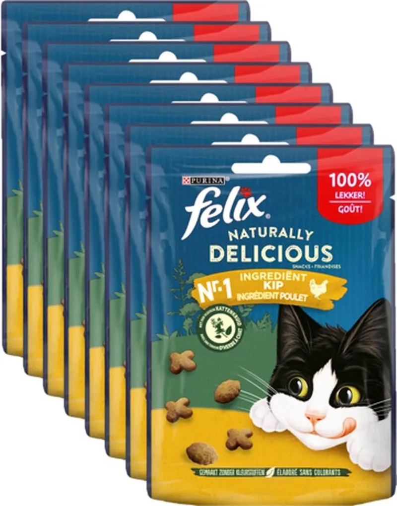 8x Felix - Naturally Delicious Snack Kip - Kattensnacks - 50 g de Felix – photo produit