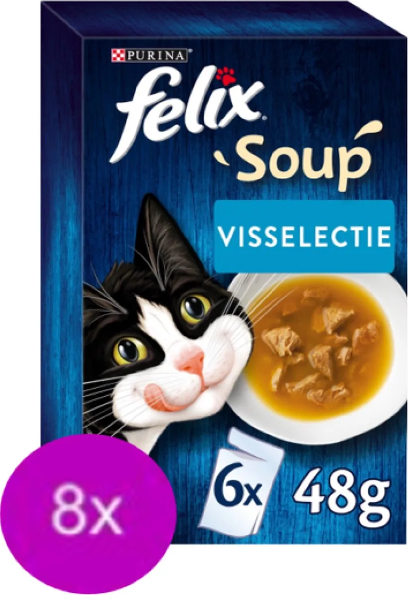8x Felix - Soup Vis Selectie - Kattensoep - 6x48g van Felix – productfoto