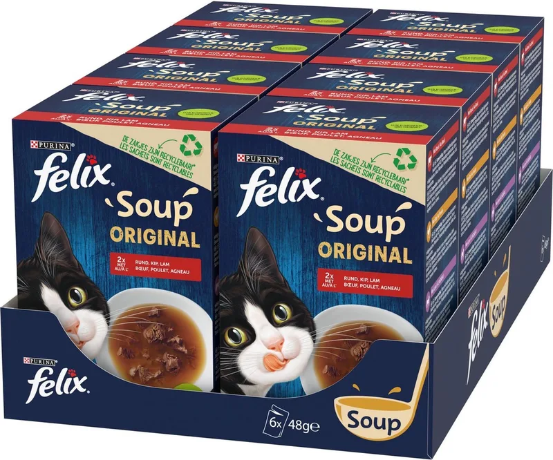 8x Felix Soup Vlees Selectie - Kattenvoer Natvoer - 6x 48 g by Felix – product photo