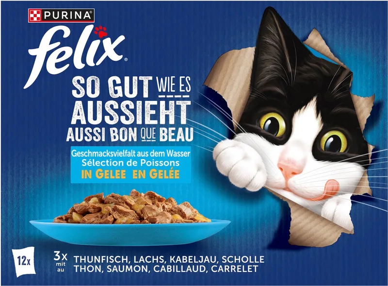 As Good as It Looks 12-Pack Wet Cat Food, A Variety of Flavors from the Water (1 x 12 x 85g) de Felix – photo produit