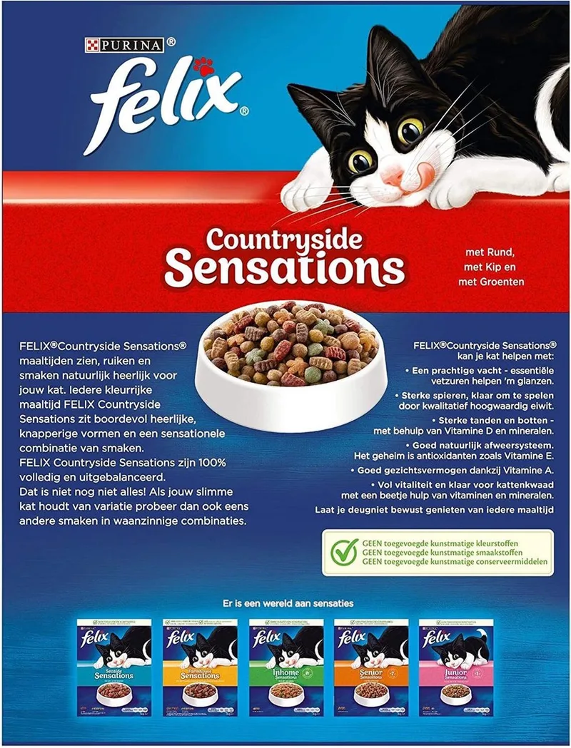 Countryside Sensations Kattenvoer, Kattenbrokken met Rund, Kip & Groenten, 1kg - Doos van 5 (5kg) by Felix – product photo