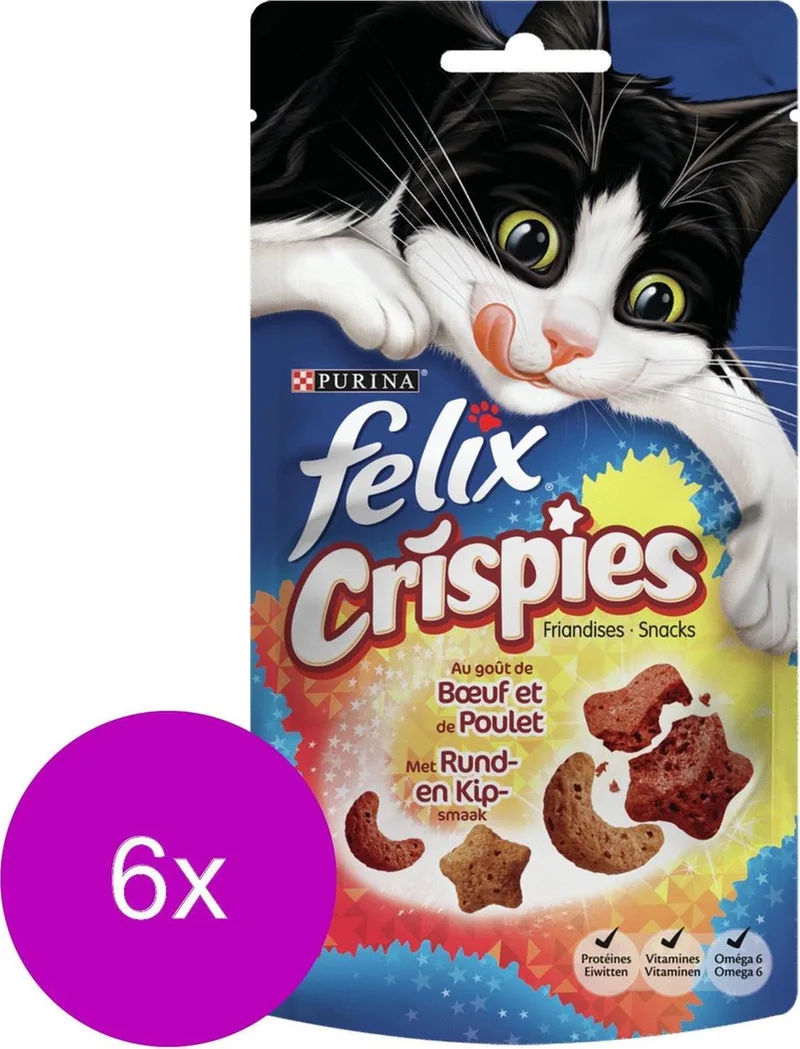 Crispies 45 g - Kattensnack - 6 x Rund&Kip by Felix – product photo