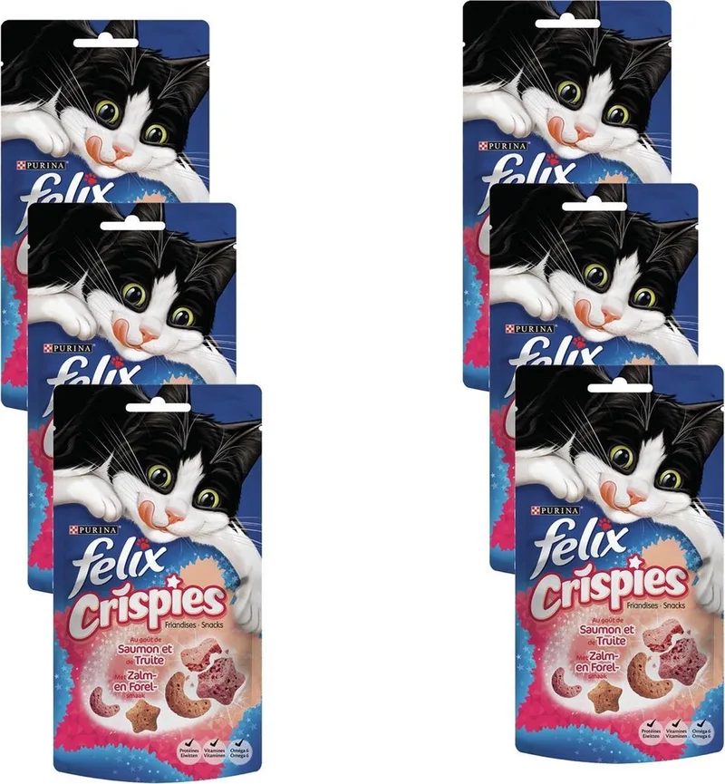 Crispies 45 g - Kattensnack - 6 x Zalm&Forel by Felix – product photo