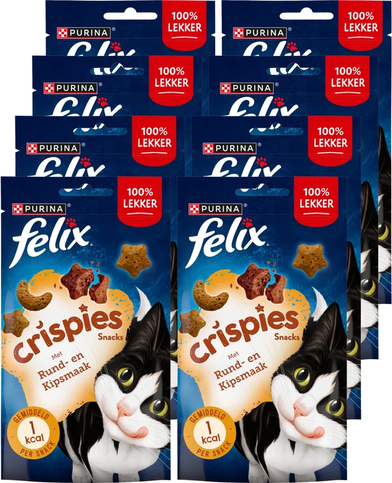 Crispies - Kattensnacks - Kattensnoepjes - Rund & Kip - 8 x 45 g von Felix – Produktfoto