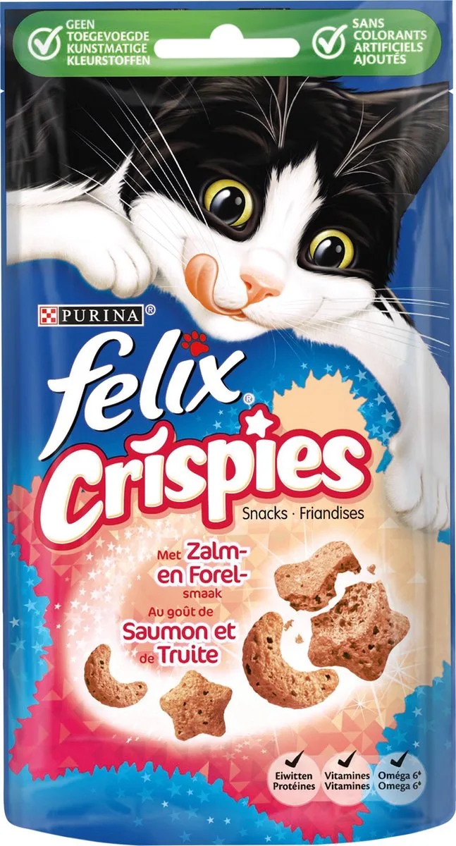 Crispies - Zalm & Forel - Kattensnack - 5x 45 g by Felix – product photo