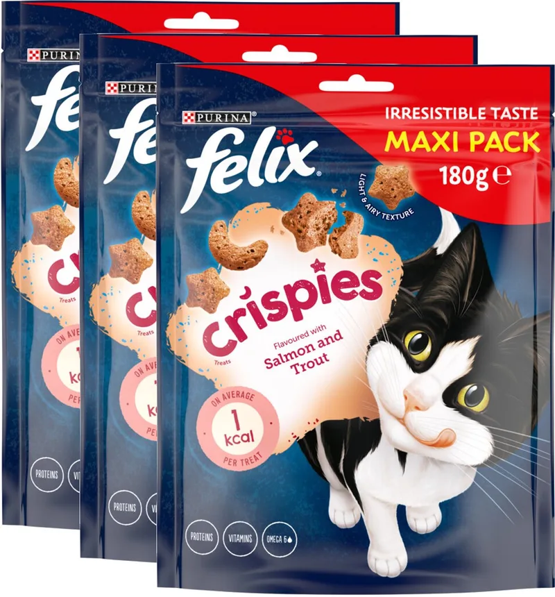 Crispies Zalm - Multipack - Kattensnack - 540g (3x180g) de Felix – photo produit