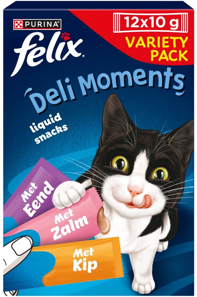 Deli Moments Kat Liquid Snacks Eend, Zalm & Kip - 12x10 gr von Felix – Produktfoto