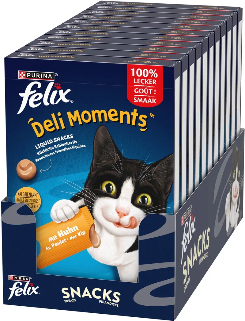 Deli Moments - Kattensnack Liquid - Kip - 44 x 10 g de Felix – photo produit