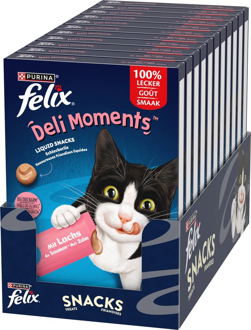 Deli Moments - Kattensnack Liquid - Zalm - 44 x 10 g de Felix – photo produit