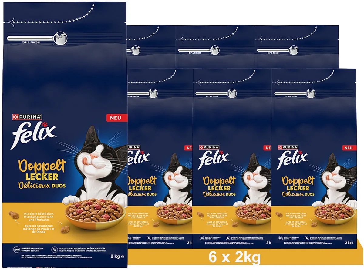 Dubbel Lekker Kip Droogvoer (6 x 2kg) by Felix – product photo