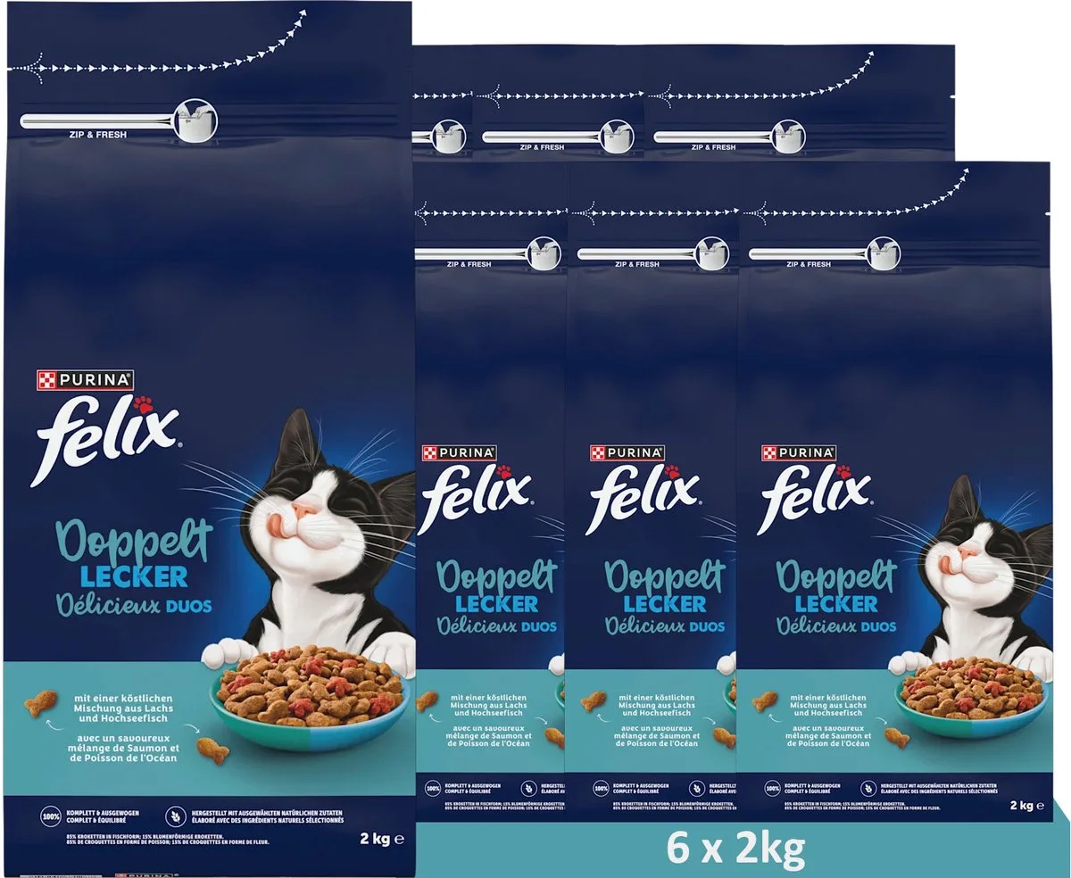 Dubbel Lekker Vis Droogvoer (6 x 2kg) van Felix – productfoto