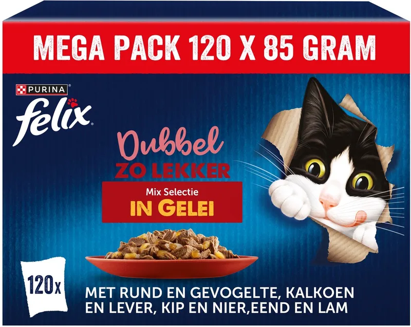 Dubbel Zo Lekker in Gelei - Kattenvoer Natvoer - Countryside Selectie - 120 x 85 g de Felix – photo produit