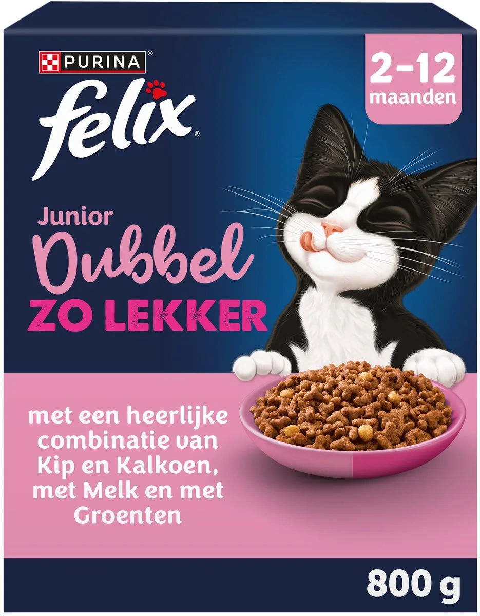 Dubbel Zo Lekker Junior - Kip & Kalkoen - 5 x 800g van Felix – productfoto
