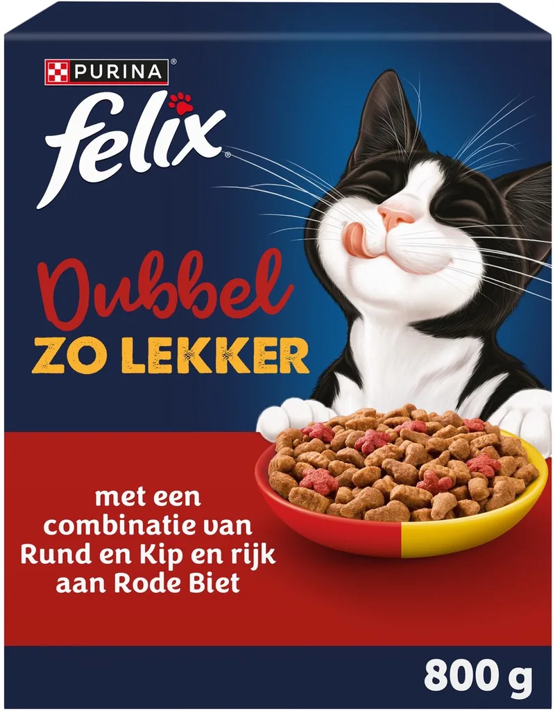 Dubbel Zo Lekker - Kattenvoer Droogvoer - Kip & Rund - 5 x 800g de Felix – photo produit