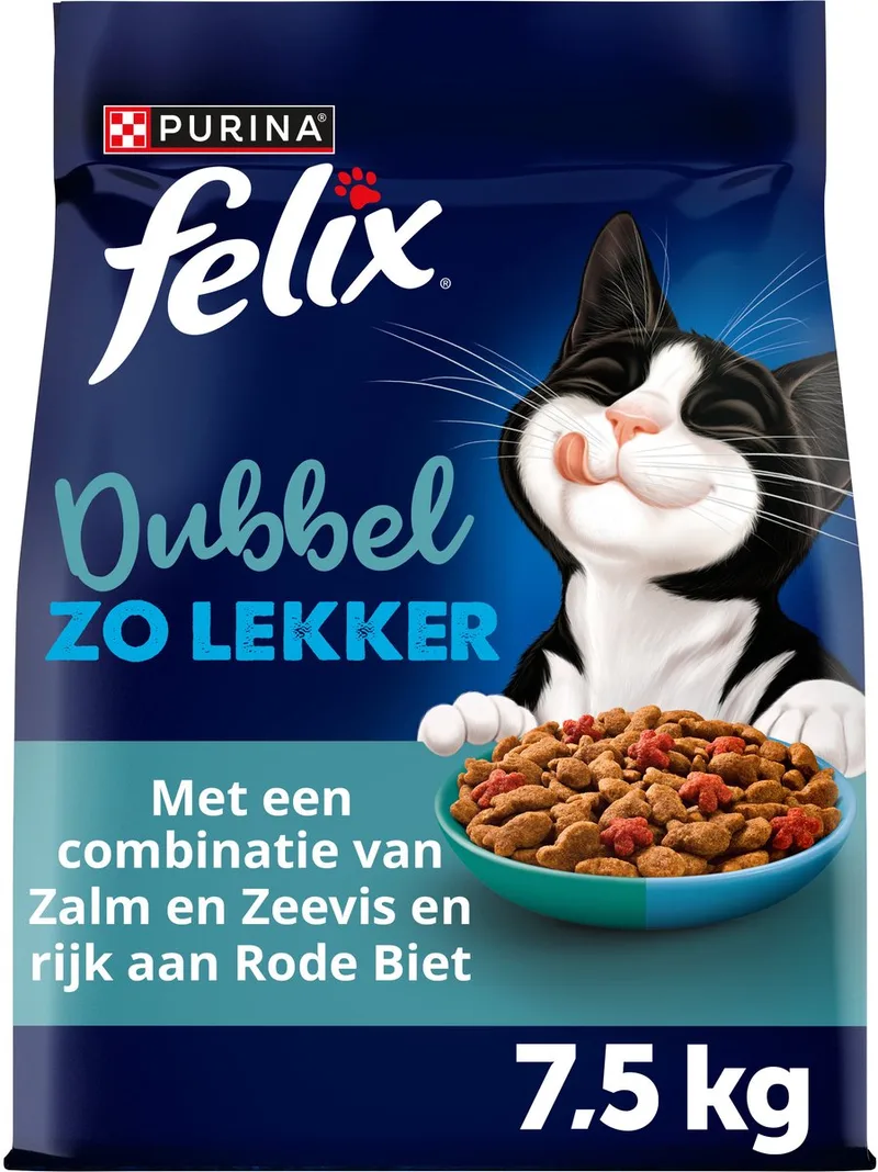 Dubbel Zo Lekker - Kattenvoer droogvoer - Mix van vis - 7.5kg von Felix – Produktfoto