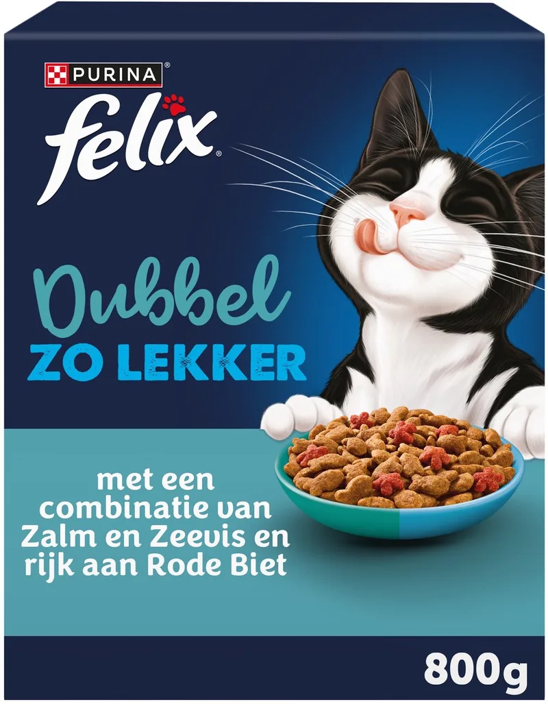 Dubbel Zo Lekker Kattenvoer Droogvoer - Zalm & Zeevis - 5 x 800g von Felix – Produktfoto