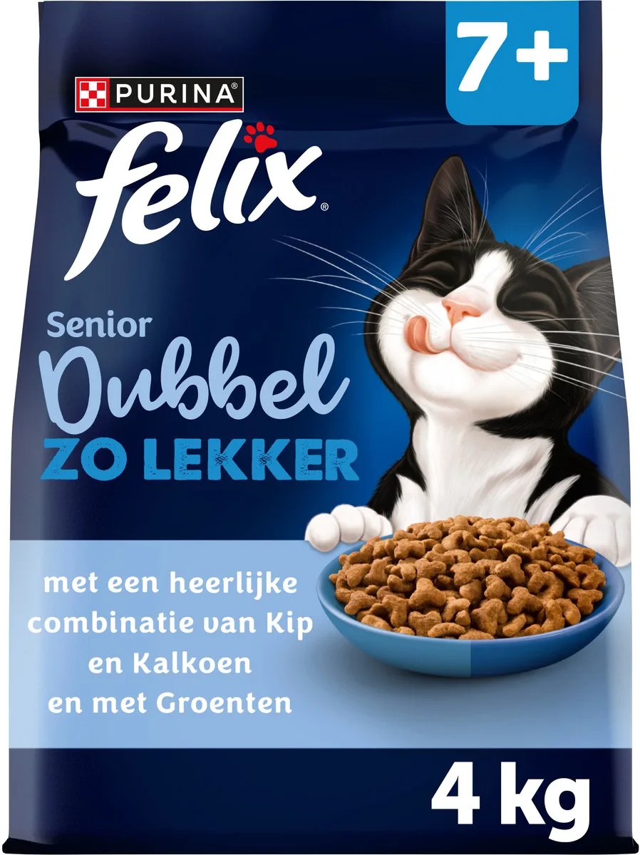 Dubbel Zo Lekker Senior - Kip & Kalkoen - 4 x 4kg van Felix – productfoto