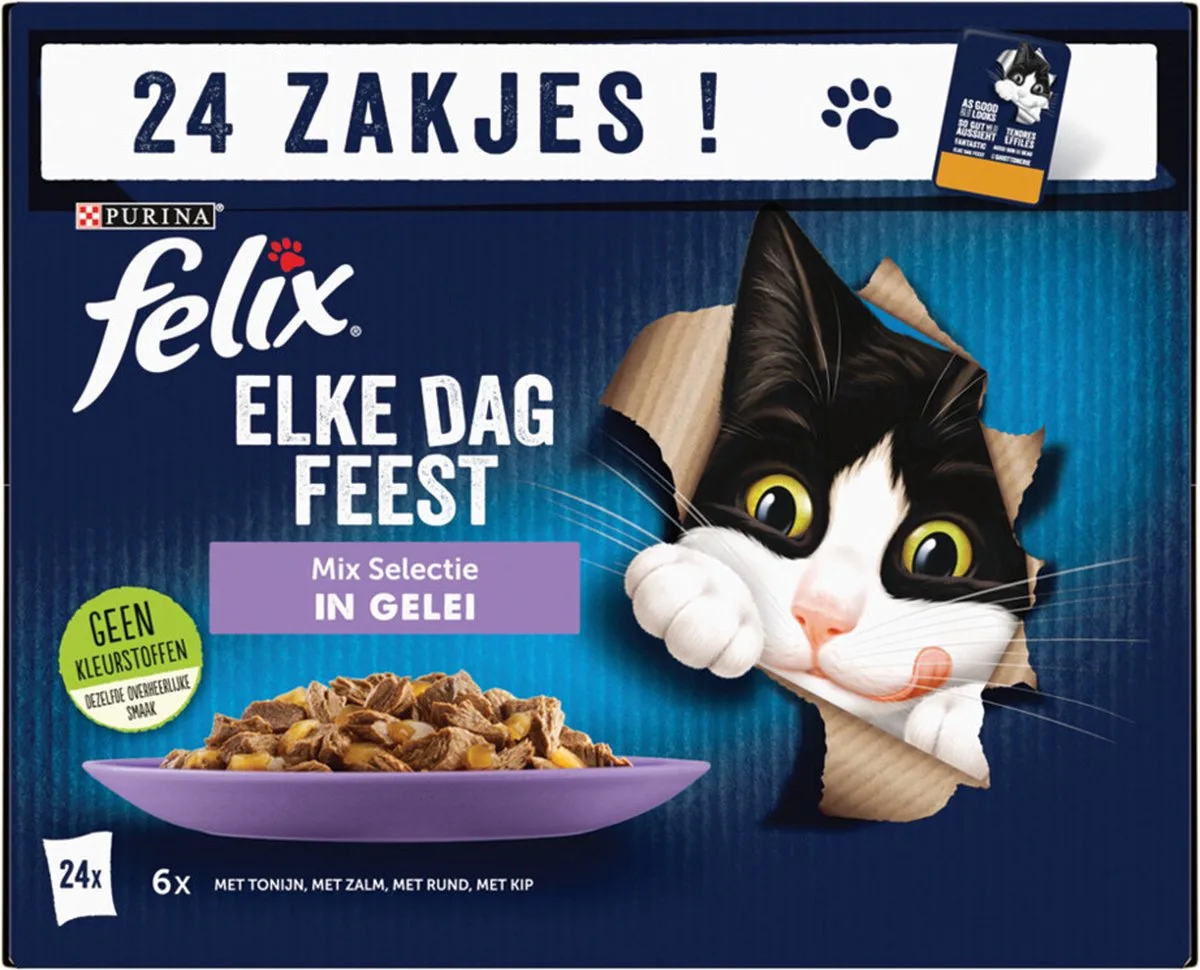 Elke Dag Feest Mix Selectie in Gelei 24 x 85 gr van Felix – productfoto