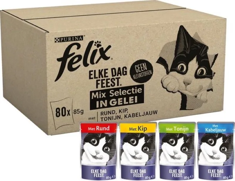 Elke Dag Feest Mix Selectie in Gelei Multipack - Kattenvoer - 80x85g de Felix – photo produit