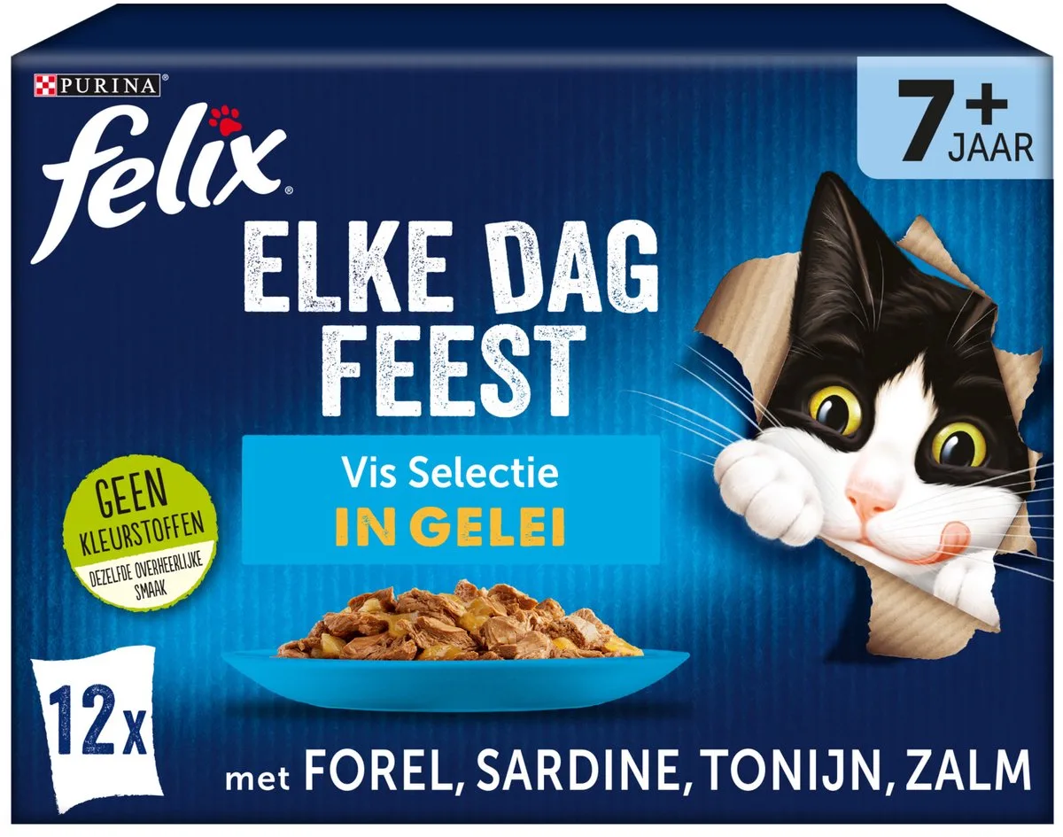 Elke Dag Feest Vis Selectie in Gelei 7+ Jaar 12 x 85 gr by Felix – product photo