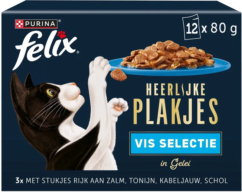 Heerlijke Plakjes Vis selectie - Kattenvoer Nat - Zalm - 48 x 80 g de Felix – photo produit