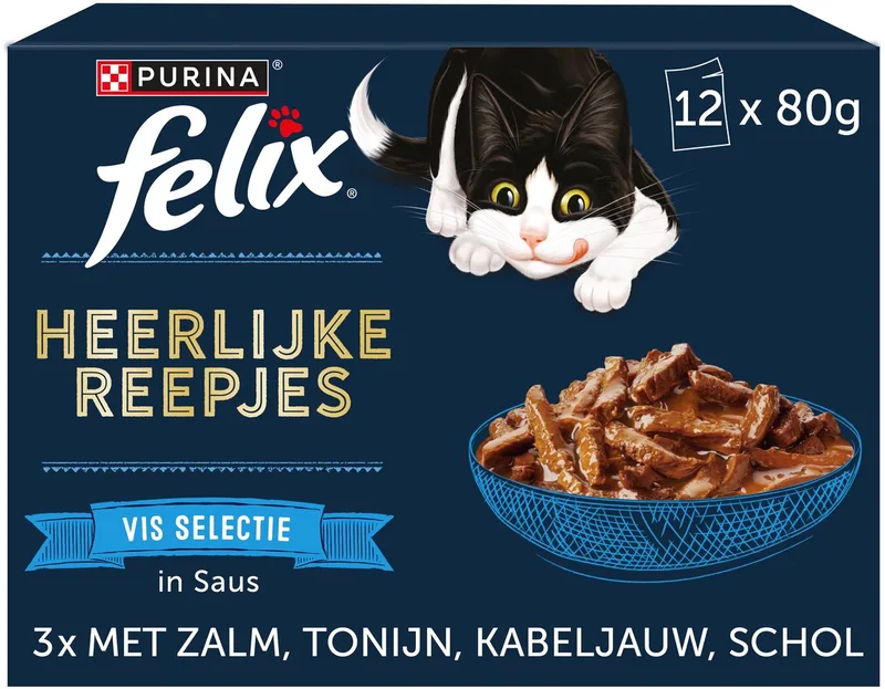 Heerlijke Reepjes - Kattenvoer Natvoer - Vis Selectie - 48 x 80 g de Felix – photo produit