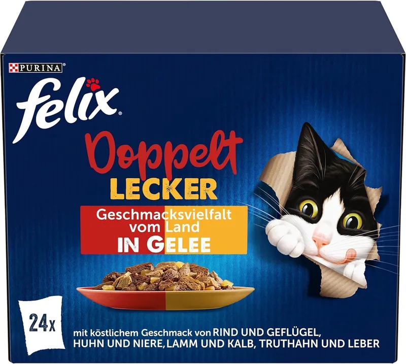 Katten natvoer, verschillende smaken van het platteland, Adult, Multipack (24x85g), 2.04 kg de Felix – photo produit