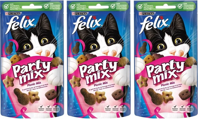 Kattensnack - Party Mix Picnic - 60 gr - Per 3 zakjes von Felix – Produktfoto