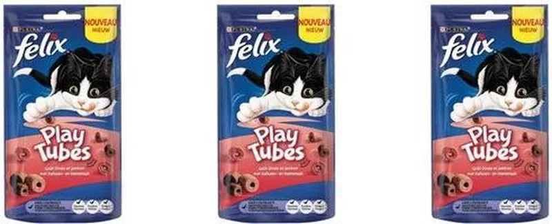 Kattensnack - Play Tubes Kalkoen & Ham - 180 gram - per 3 verpakking by Felix – product photo