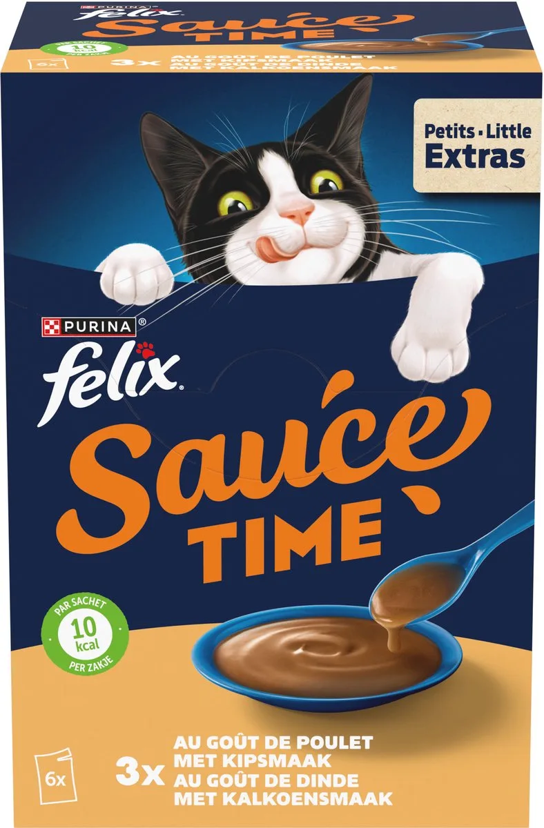 Kattensnack Sauce Time - Kip & Kalkoen - 4 x 6x40g by Felix – product photo