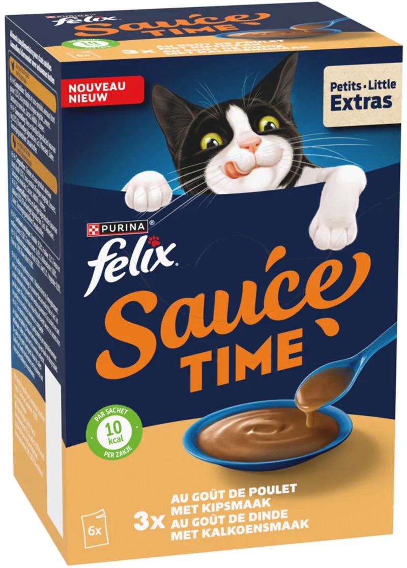 Kattensnack Sauce Time Kip & Kalkoen - 6x40 gr von Felix – Produktfoto