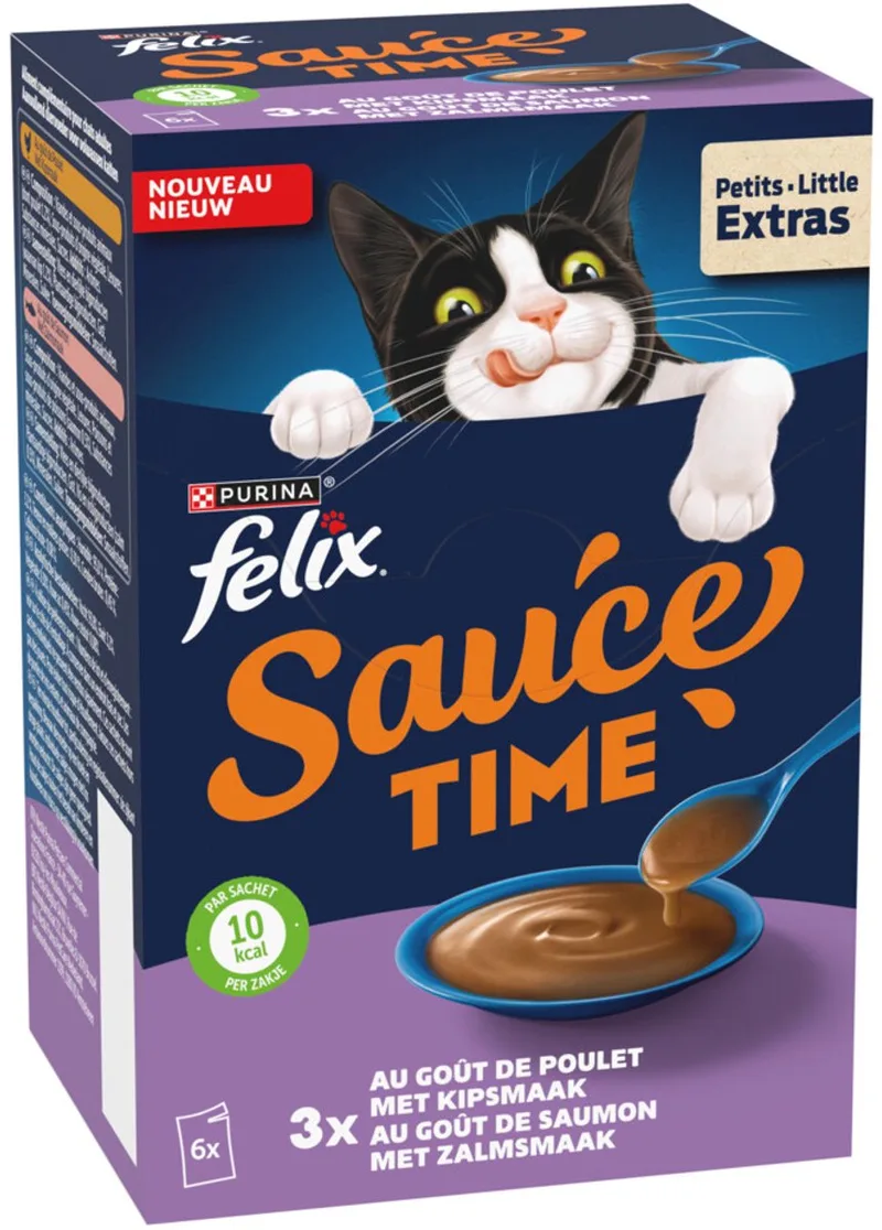 Kattensnack Sauce Time Kip & Zalm - 6x40 gr by Felix – product photo