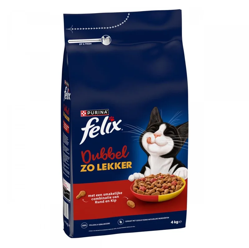 Kattenvoer Droog Dubbel Zo Lekker Adult Rund & Kip - 4 kg by Felix – product photo