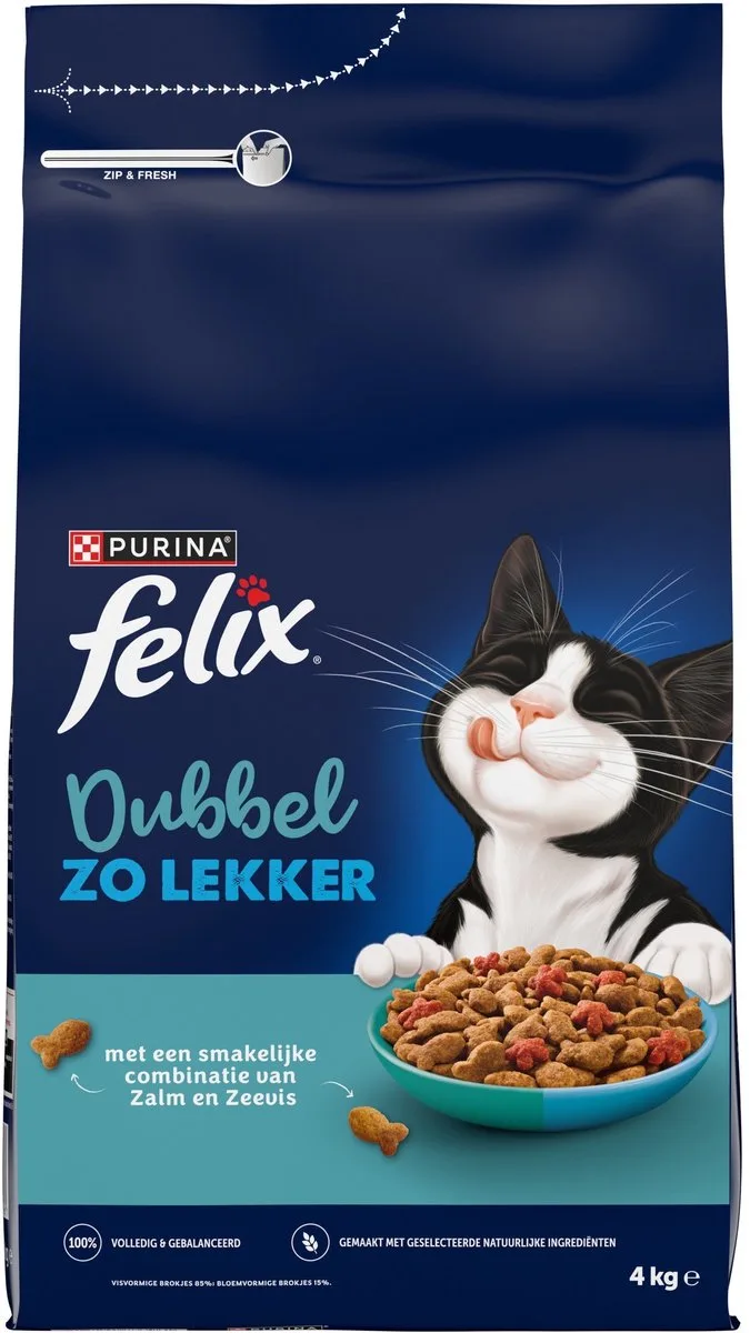 Kattenvoer Droog Dubbel Zo Lekker Adult Zalm & Zeevis - 4 kg by Felix – product photo