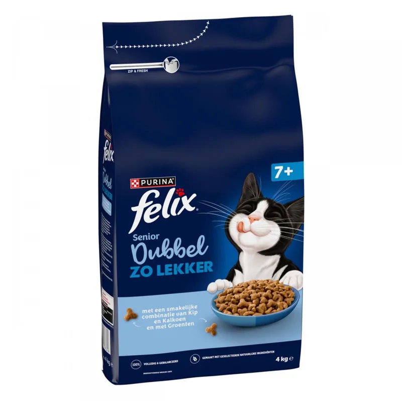 Kattenvoer Droog Dubbel Zo Lekker Senior Kip & Kalkoen - 4 kg by Felix – product photo