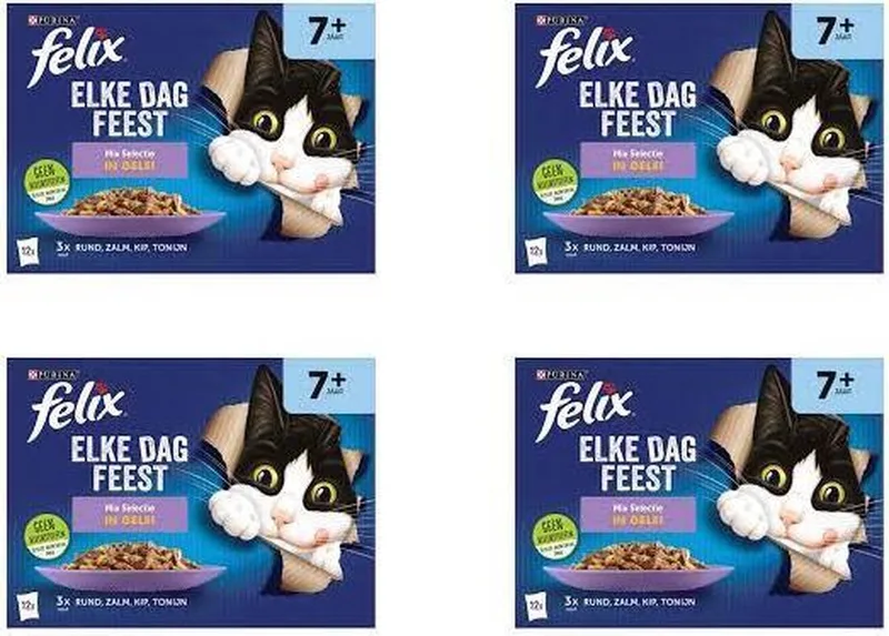 Kattenvoer - EDF mix selectie gelei - 12x85 gram per 4 verpakkingen by Felix – product photo