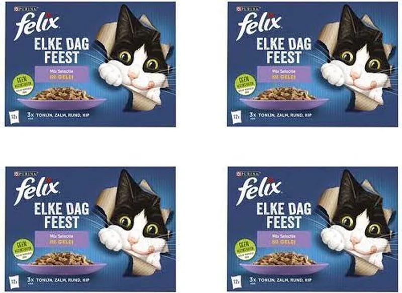 Kattenvoer - EDF Mix selectie gelei - 12x85 gram per 4 verpakkingen von Felix – Produktfoto