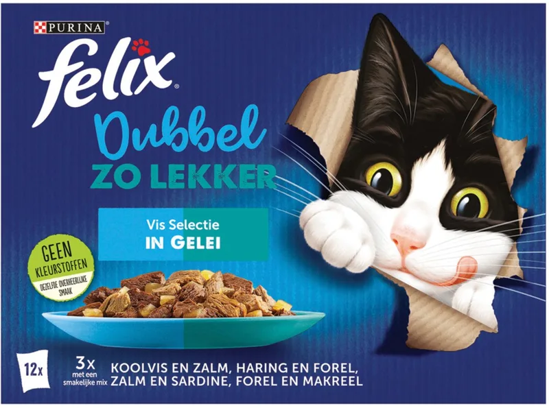 Kattenvoer Felix - Vis Selectie in Gelei 12x85g - Compleet met Omega 6 en Zonder Kunstmatige Toevoegingen de Felix – photo produit