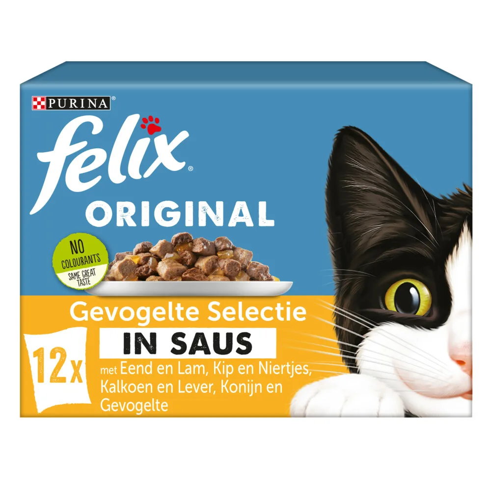 Kattenvoer Nat Original Gevogelte Selectie in Saus 12 x 85 gr by Felix – product photo